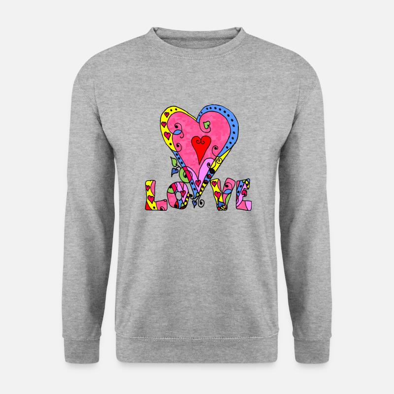Herz - Unisex Pullover - Weißgrau meliert