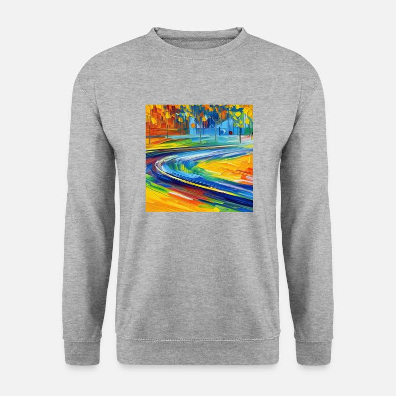Neoimpressionistische Straße - Unisex Pullover - Weißgrau meliert