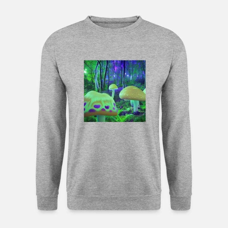 Magischer psychedelischer Wald - Unisex Pullover - Weißgrau meliert