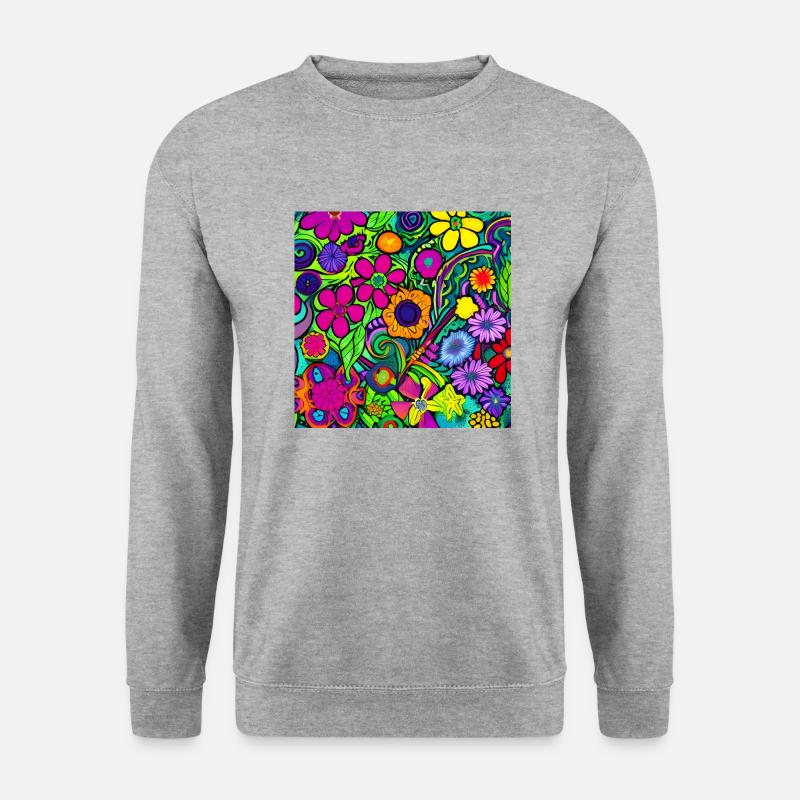 Zauberblumen Kunst - Unisex Pullover - Weißgrau meliert