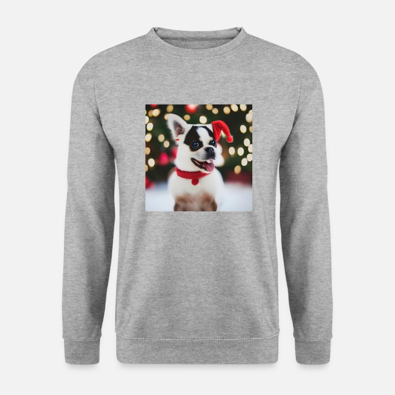Hunde Weihnachten - Unisex Pullover - Weißgrau meliert