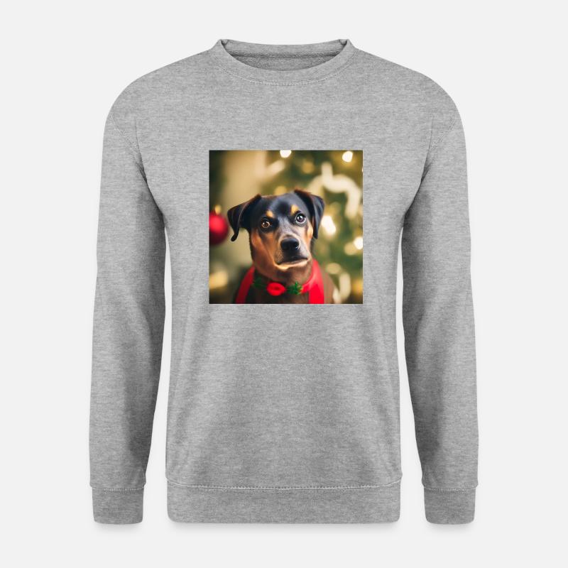 Süßer Weihnachtshund - Unisex Pullover - Weißgrau meliert