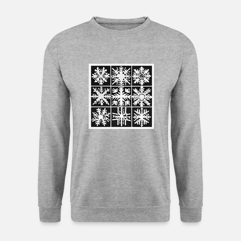 Schneeflocken schwarz-weiß Muster - Unisex Pullover - Weißgrau meliert