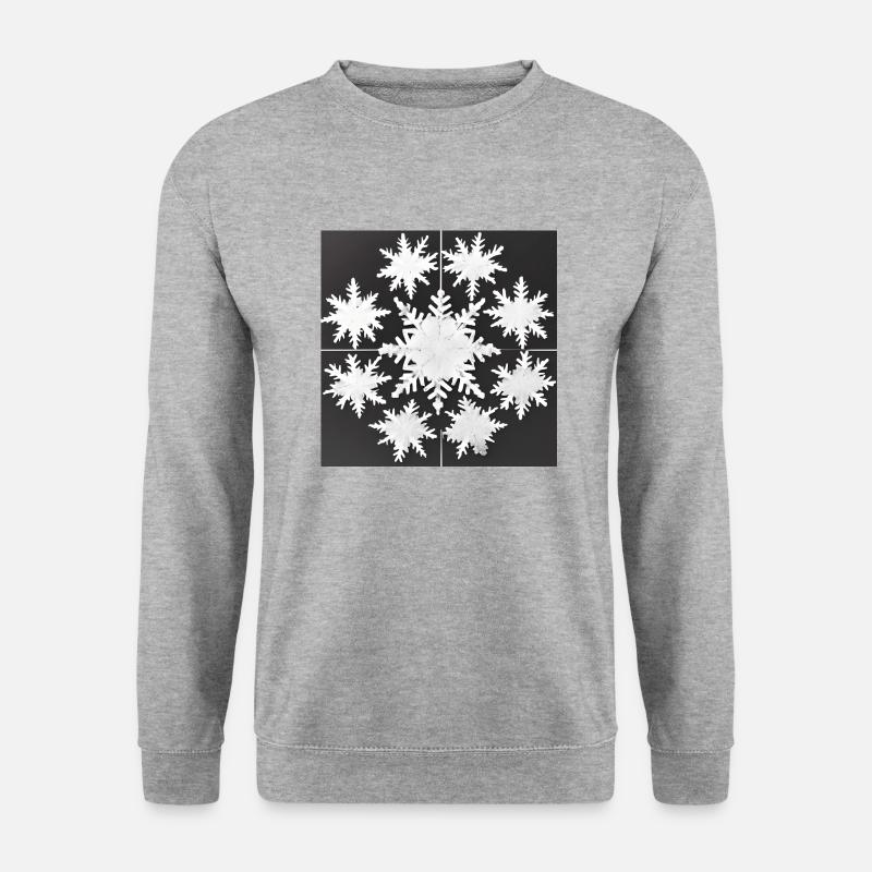 Schneeflocken-Design - Unisex Pullover - Weißgrau meliert
