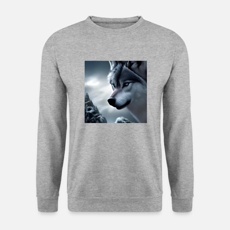 Weißer Wolf - Unisex Pullover - Weißgrau meliert