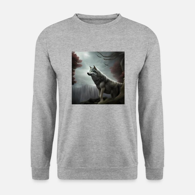 Wolfsliebhaber - Unisex Pullover - Weißgrau meliert