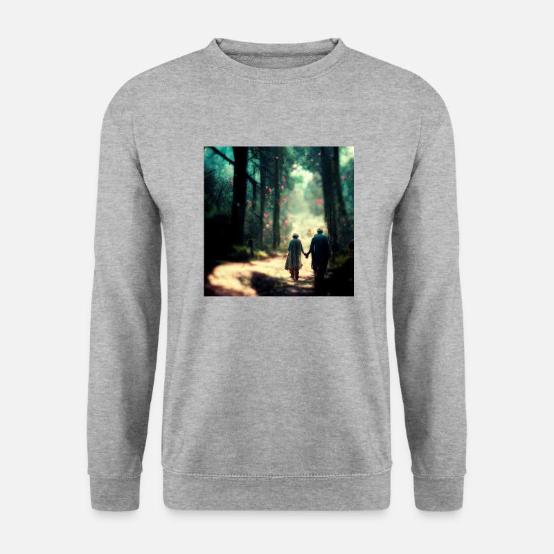 Altes Ehepaar Hand in Hand - Unisex Pullover - Weißgrau meliert