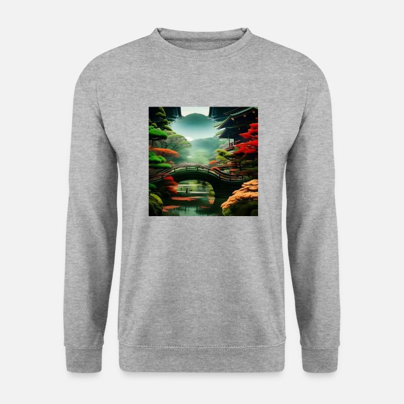 Wunderschöne japanische Natur - Unisex Pullover - Weißgrau meliert