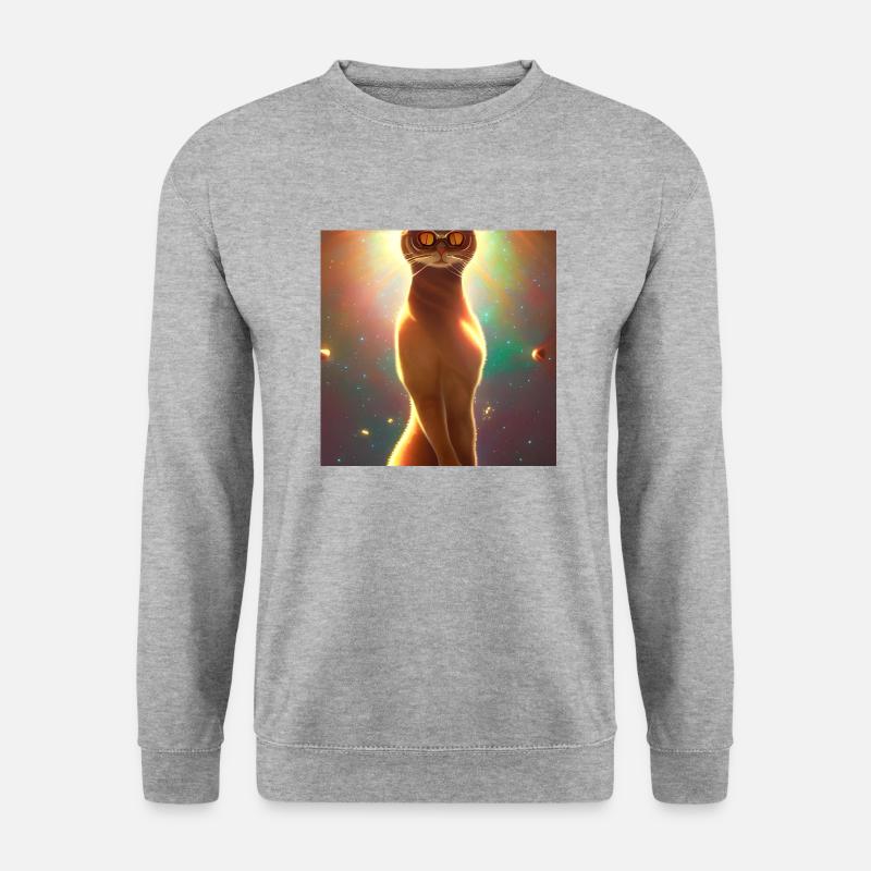 The Universe Cat - Unisex Pullover - Weißgrau meliert