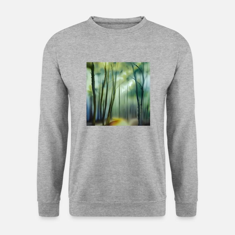 Nebel im Aquarellwald - Unisex Pullover - Weißgrau meliert
