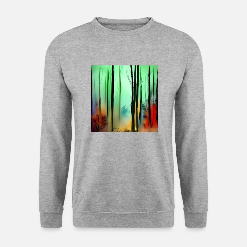 Herbst-Aquarellwald - Unisex Pullover - Weißgrau meliert