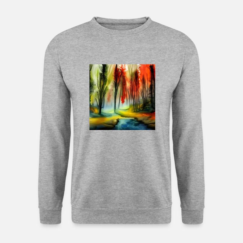 Waldquell-Aquarell - Unisex Pullover - Weißgrau meliert
