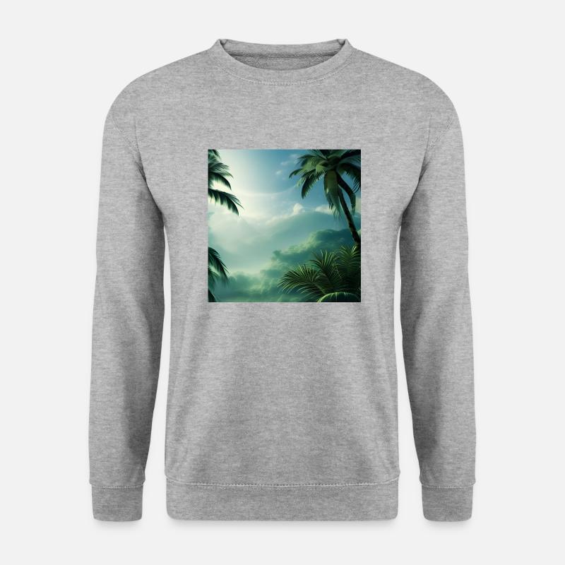 Palmenurlaub Natur - Unisex Pullover - Weißgrau meliert