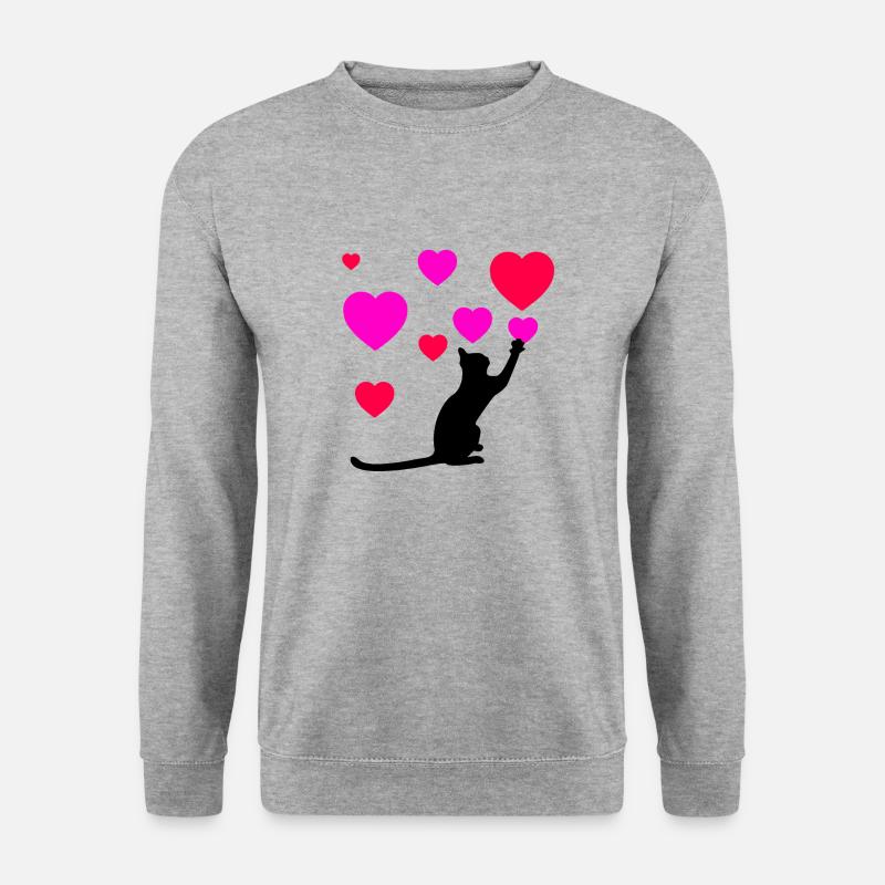 Katze - Unisex Pullover - Weißgrau meliert