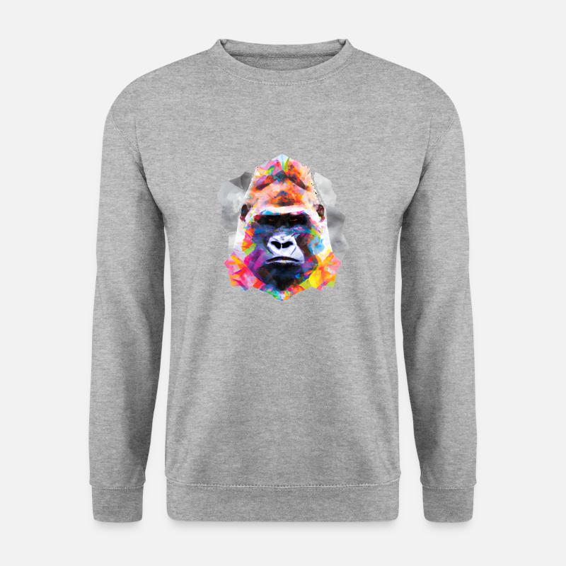 Abstrakter Pride and Power Gorilla - Unisex Pullover - Weißgrau meliert