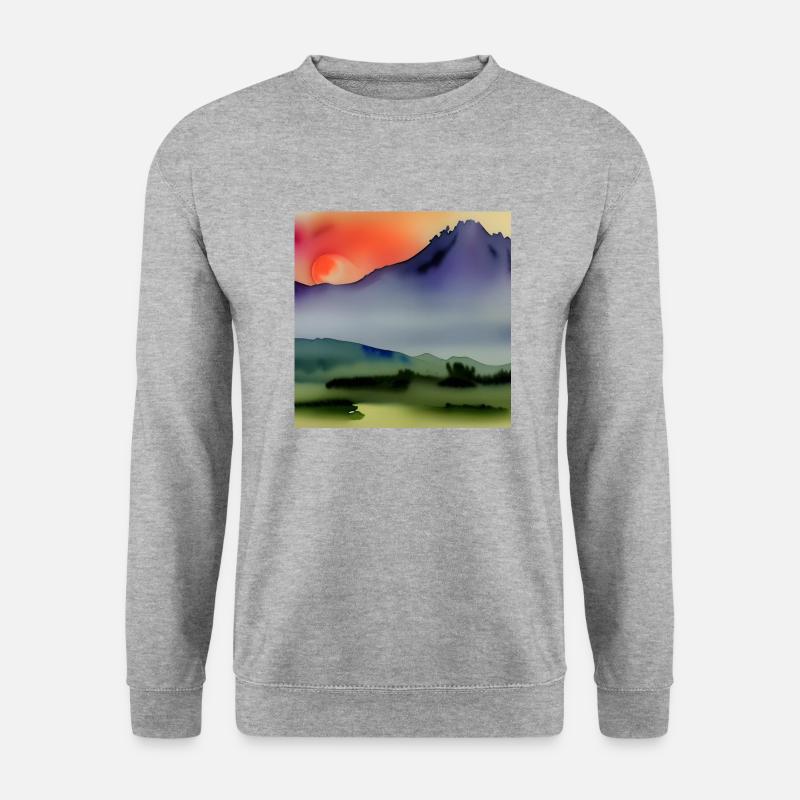 Aquarell Bergkunst - Unisex Pullover - Weißgrau meliert