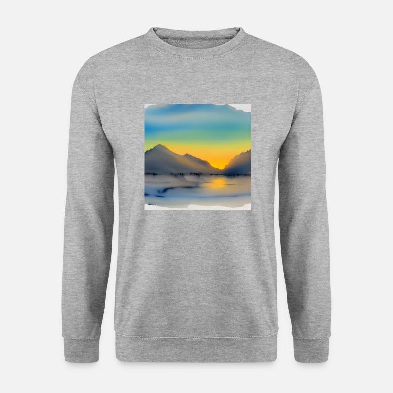 Bergsee-Kunstwerk - Unisex Pullover - Weißgrau meliert