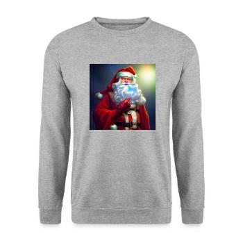 Weihnachtsmann Nikolaus Santa Claus Weihnachten - Unisex Pullover - Weißgrau meliert - Vorne - Alina (178cm) & Michal (187cm)