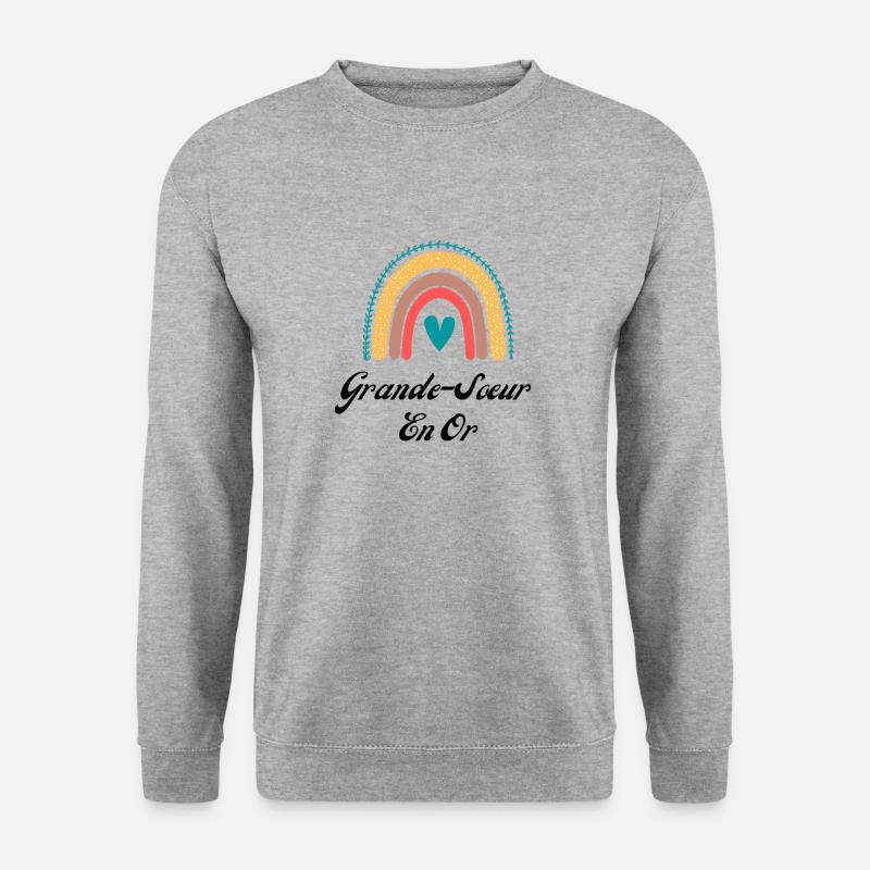 Große Schwester in Gold - Unisex Pullover - Weißgrau meliert
