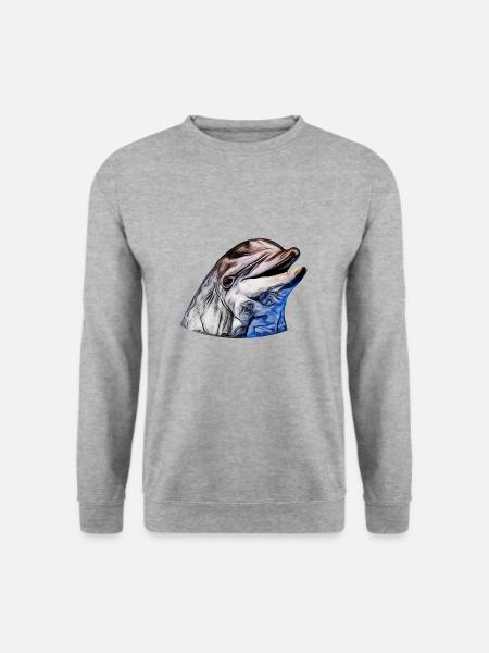 Delfin 5 - Unisex Pullover - Weißgrau meliert