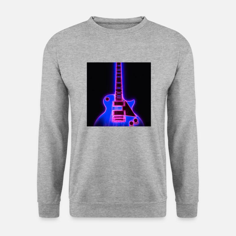 Purple Neon Guitar Futuristic - Unisex Pullover - Weißgrau meliert