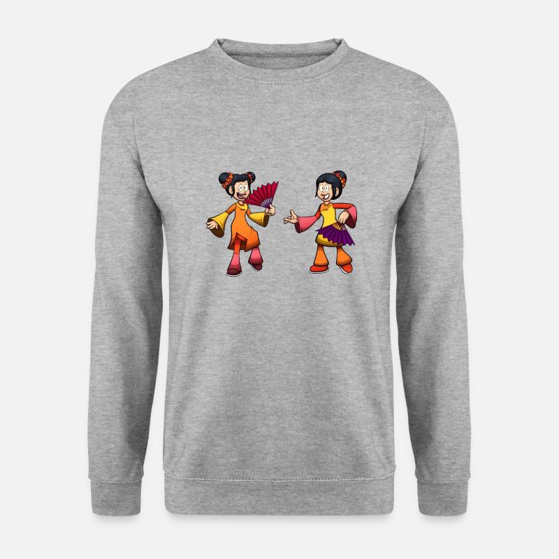 Weibliche Neujahrstänzerinnen - Unisex Pullover - Weißgrau meliert