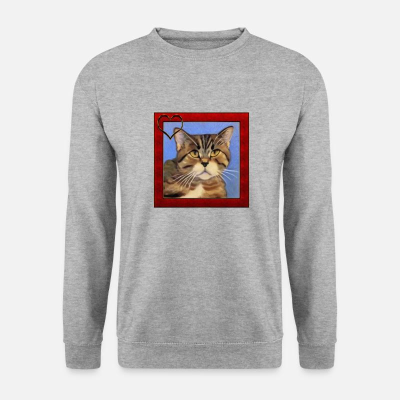 Katzenportrait 4 - Unisex Pullover - Weißgrau meliert