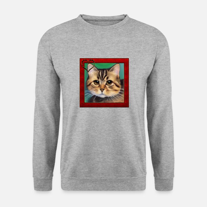Katzenportrait 6 - Unisex Pullover - Weißgrau meliert