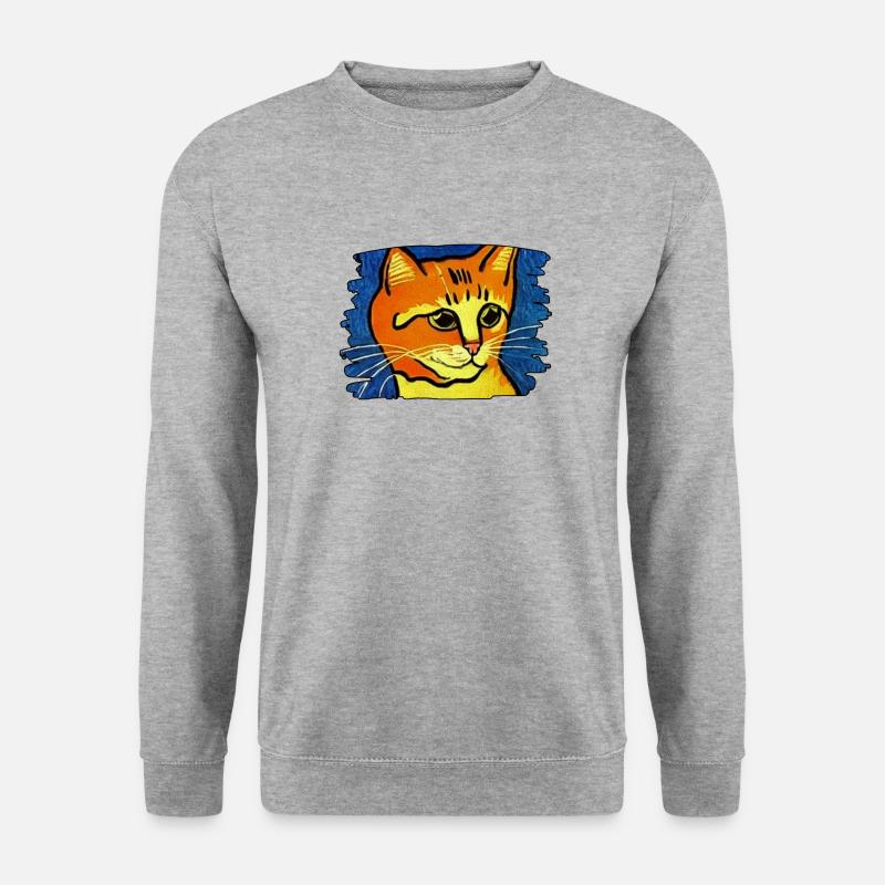Orange Katze - Unisex Pullover - Weißgrau meliert