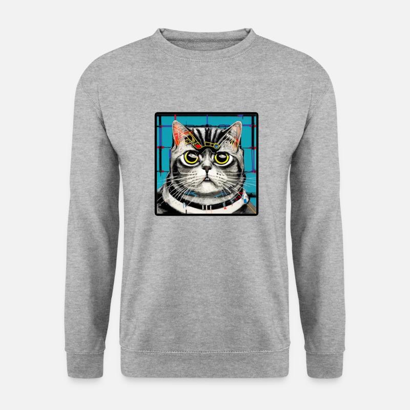 CooleKatze 4 - Unisex Pullover - Weißgrau meliert