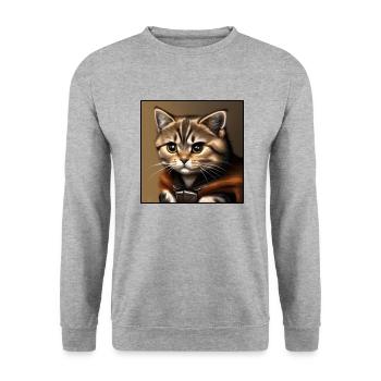 Coole Katze 2 - Unisex Pullover - Weißgrau meliert - Vorne - Alina (178cm) & Michal (187cm)
