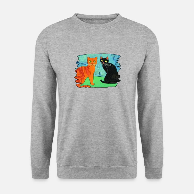 Katzenbild - Unisex Pullover - Weißgrau meliert
