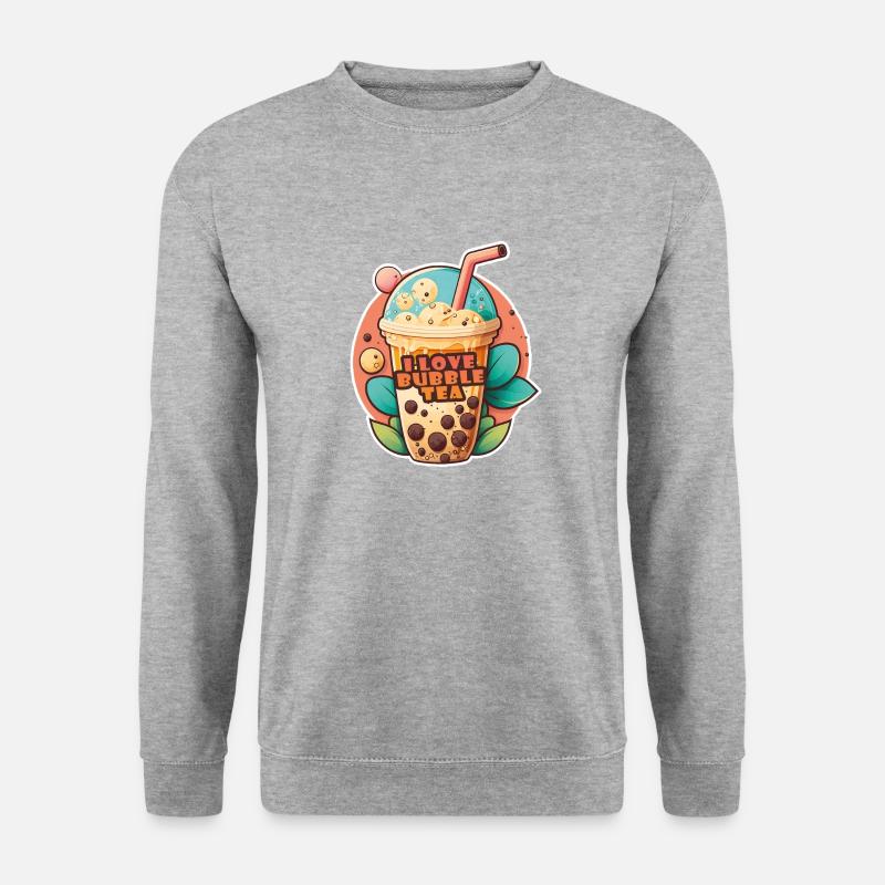 I Love Bubble Tea - Unisex Pullover - Weißgrau meliert