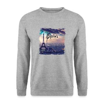 Paris Eiffel Tower Casual Style - Unisex Sweatshirt - salt & pepper - Front - Alina (178cm) & Michal (187cm)