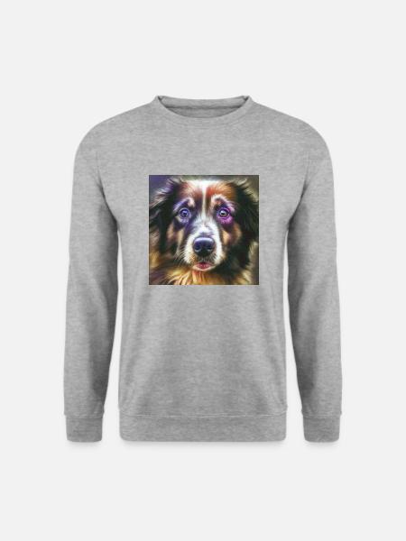 Australian Shepherd Hunderasse Hundeportrait - Unisex Pullover - Weißgrau meliert