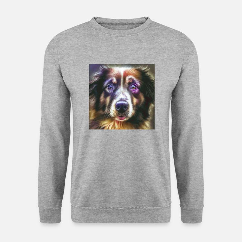 Australian Shepherd Hunderasse Hundeportrait - Unisex Pullover - Weißgrau meliert