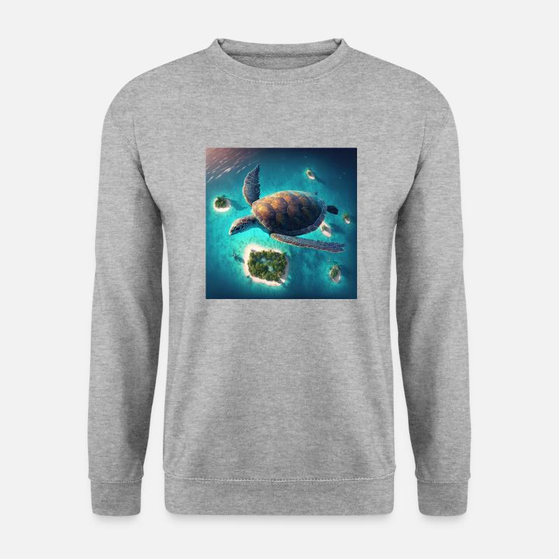 Die fliegende Schildkröte - Unisex Pullover - Weißgrau meliert