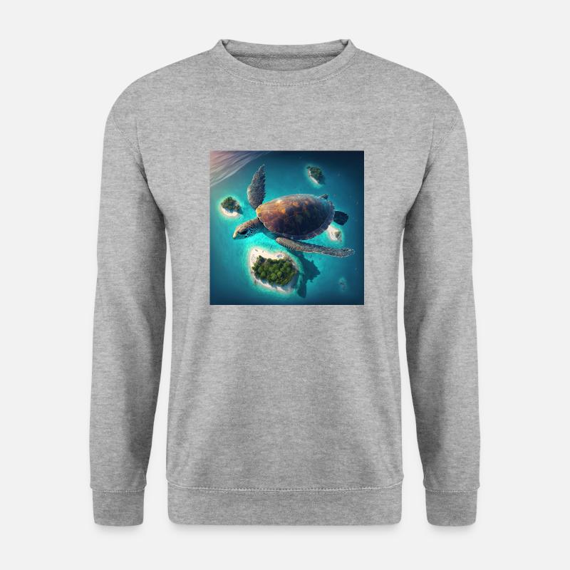 Die fliegende Schildkröte - Unisex Pullover - Weißgrau meliert