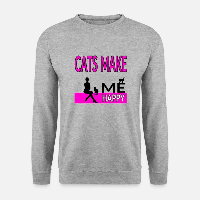 Katzen - Unisex Pullover - Weißgrau meliert