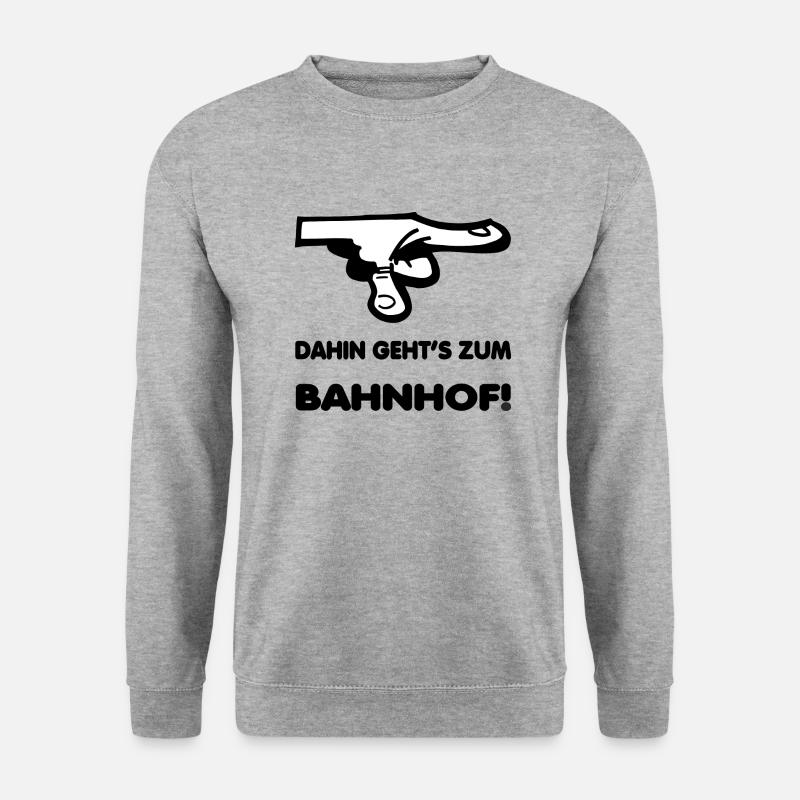 Dahin gehts zum Bahnhof! - Unisex Pullover - Weißgrau meliert