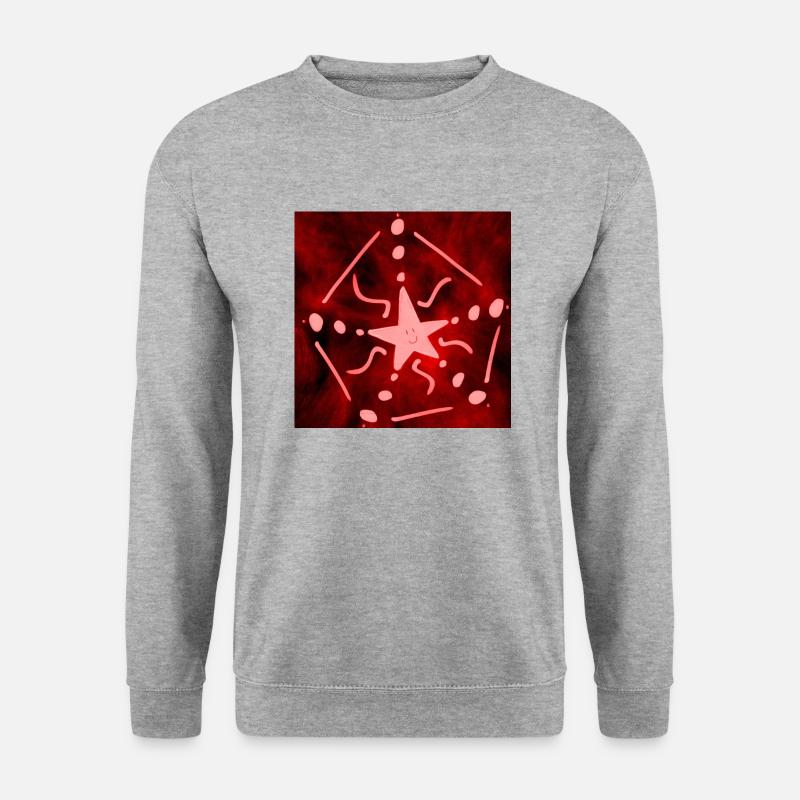 ROTER STERN - Unisex Pullover - Weißgrau meliert