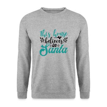 This house - Unisex Sweatshirt - salt & pepper - Front - Alina (178cm) & Michal (187cm)