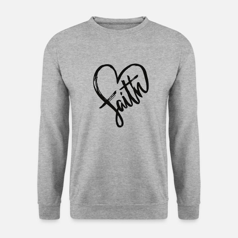 Faith Herz - Unisex Pullover - Weißgrau meliert