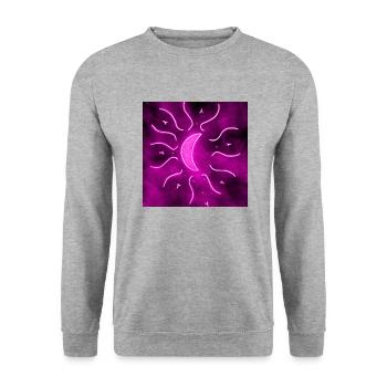 LUNE DE MANDALA VIOLETTE - Sweat-shirt Unisexe - gris chiné - Devant - Alina (178cm) & Michal (187cm)
