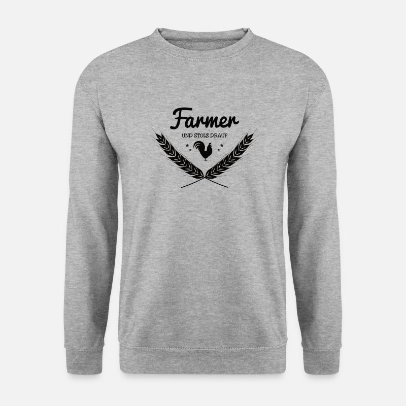 Farmer mit Huhn - Unisex Pullover - Weißgrau meliert