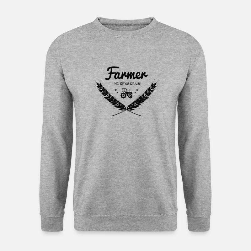Farmer mit Traktor - Unisex Pullover - Weißgrau meliert