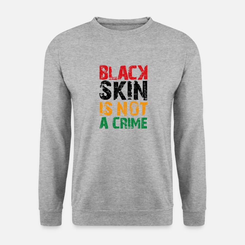Black skin is not a crime - Unisex Pullover - Weißgrau meliert