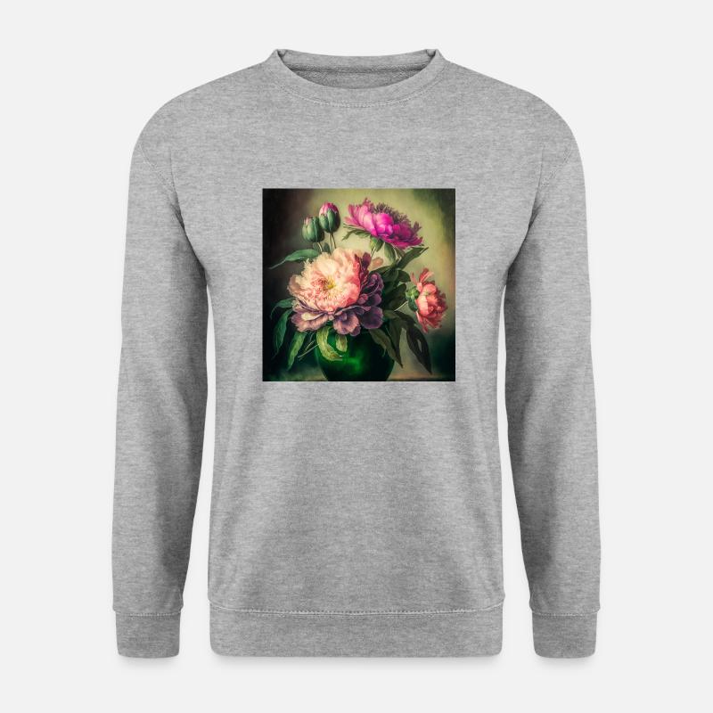 Floral Design 12 - Unisex Pullover - Weißgrau meliert