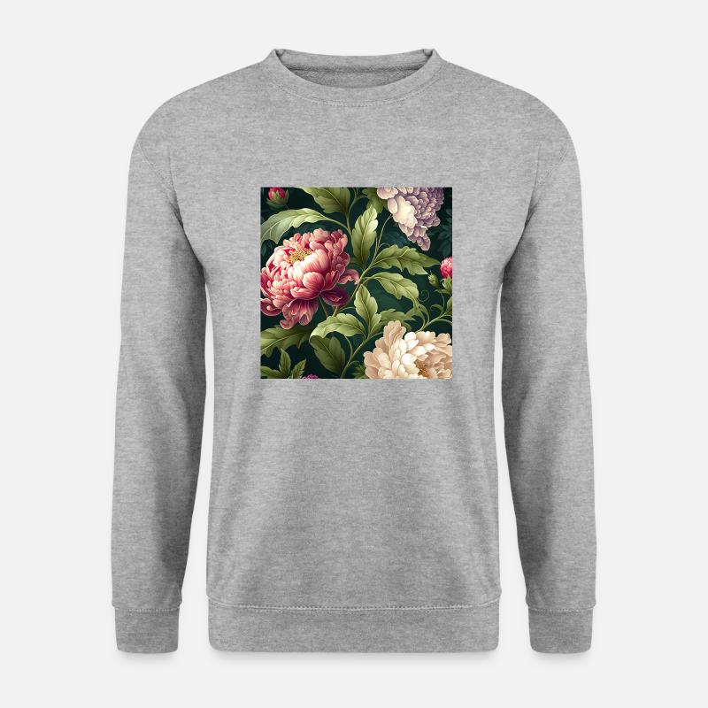 Floral Design 13 - Unisex Pullover - Weißgrau meliert