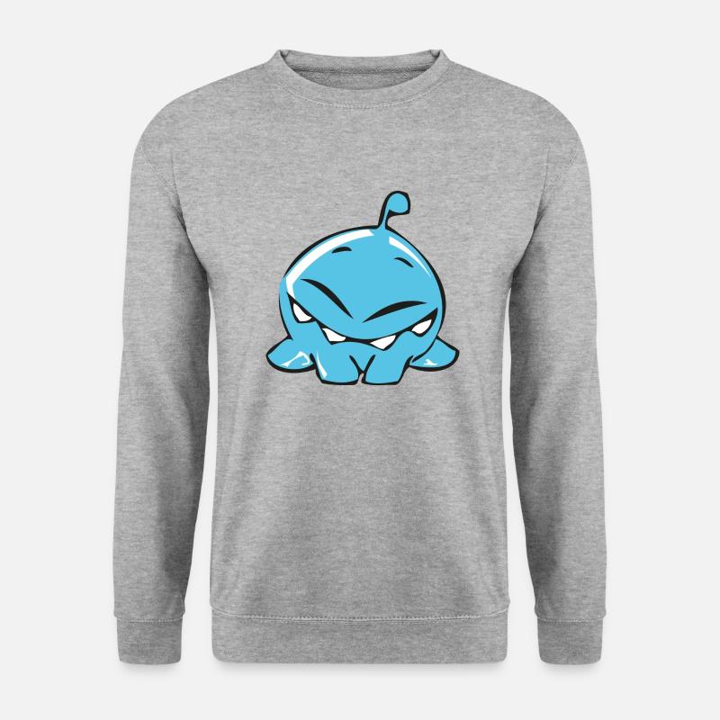kleines Tropfen Monster - Unisex Pullover - Weißgrau meliert